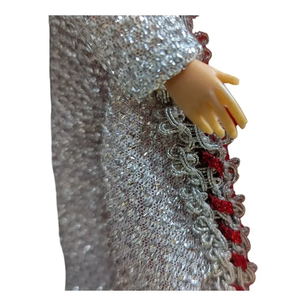 Tammy Doll Red Dress Silver Cloak Purse Handbag Ideal Toy 1965 VTG 11.5 inches